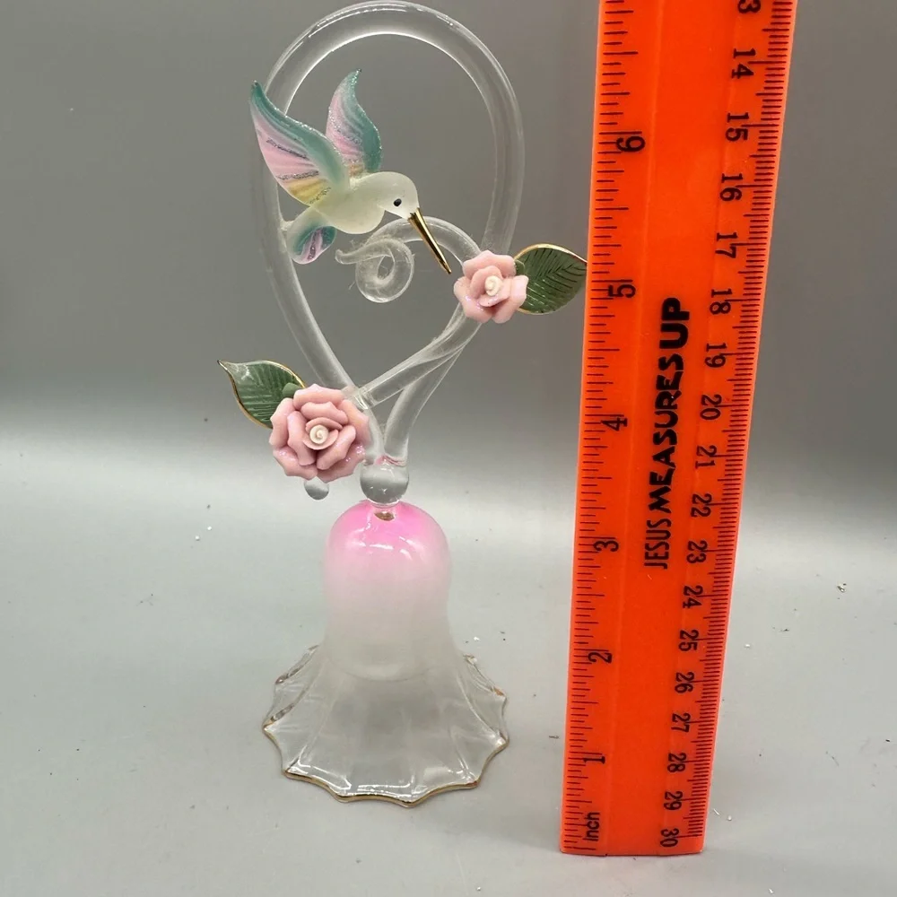 Artisan Glass Hummingbird with Pink and Green Accents